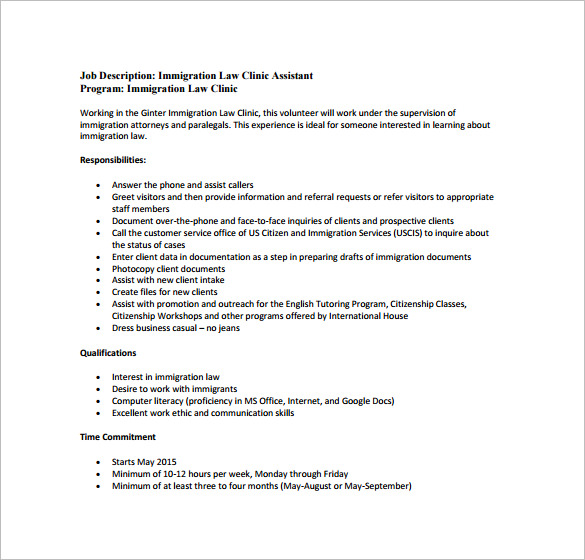 13+ Legal Assistant Job Description Templates Free Sample, Example