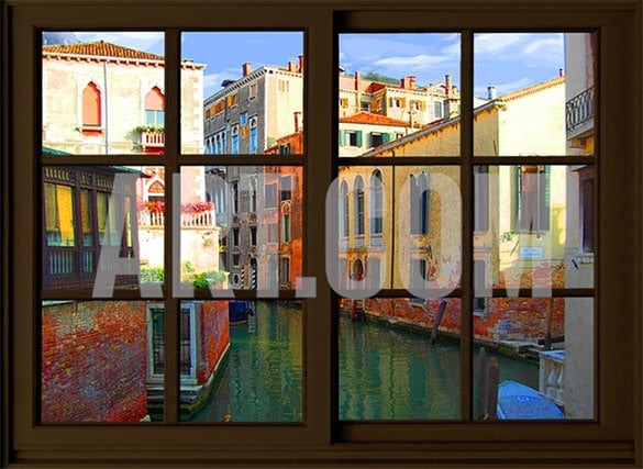 painting of beautiful venice from the window