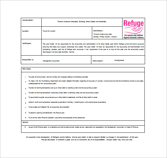 Financial Assistant Job Description Template - 9+ Free Word, PDF Format ...