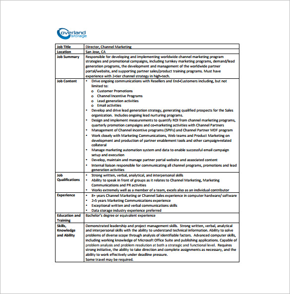 13+ Marketing Manager Job Description Templates Free Sample, Example