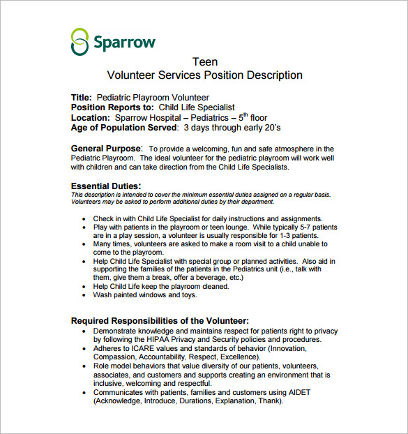 Pediatrician Job Description Templates 6+ Free Sample, Example