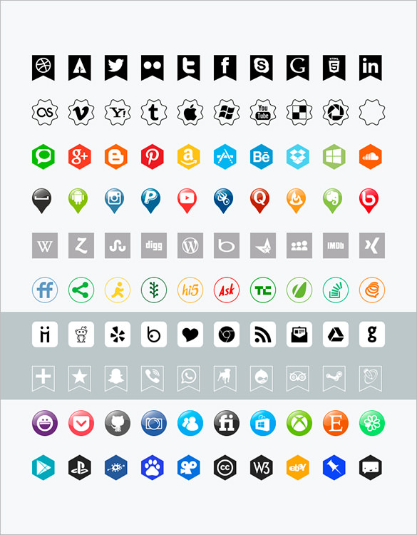 100 vector social media buttons