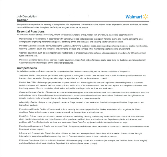 walmart receptionist job description free pdf template