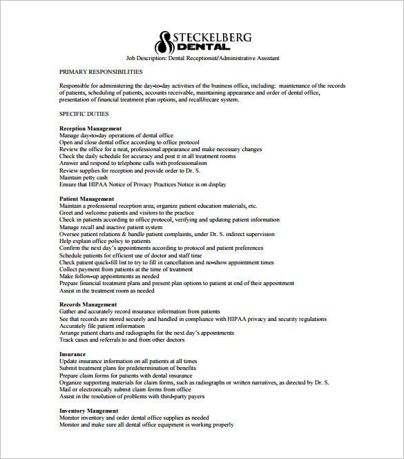 Receptionist Job Description Template 11 Free Word PDF Format Download 