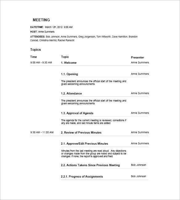 17+ Meeting Agenda Templates - Free Sample, Example, Format