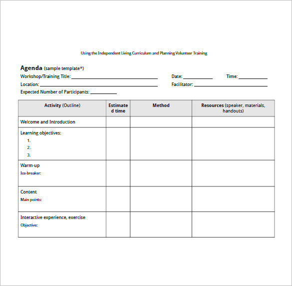 individual training agenda