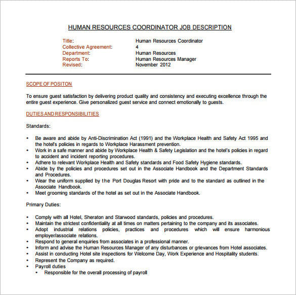 Human resources advisor job description