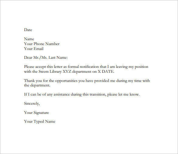 22 Email Resignation Letter Templates Pdf Doc