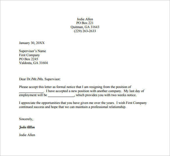 22+ Email Resignation Letter Templates - PDF, DOC