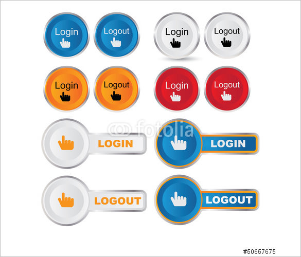 vector round login logout buttons