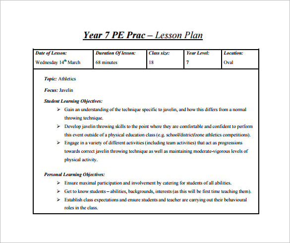 59+ Lesson Plan Templates - PDF, DOC, Excel  Free 