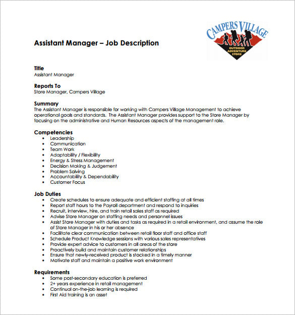 Store Manager Job Description Template - 7+ Free Word, PDF Format
