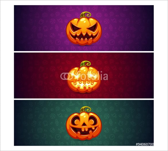 horizontal halloween banners with pumpkin pattern