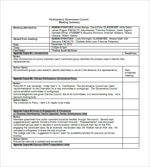 simple meeting minutes agenda sample