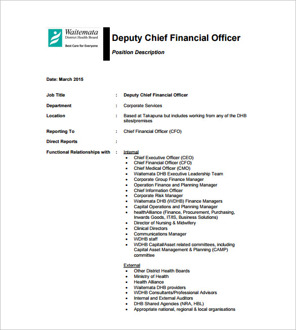 CFO Job Description Template 9 Free Word PDF Format Download 