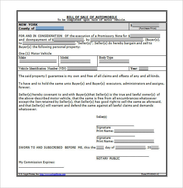 bill of sale and promissory note for car word doc download