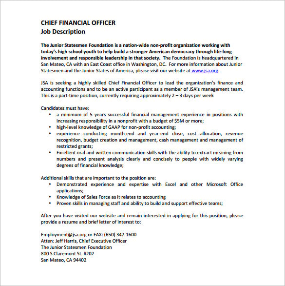 Finance Director Job Description Non Profit Businesser