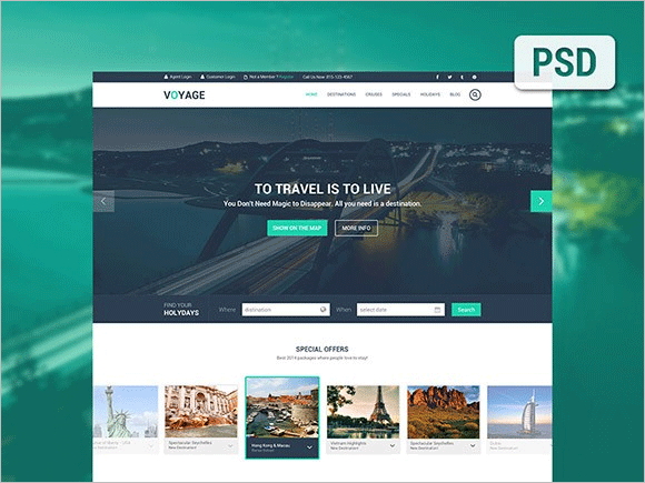free travel psd template