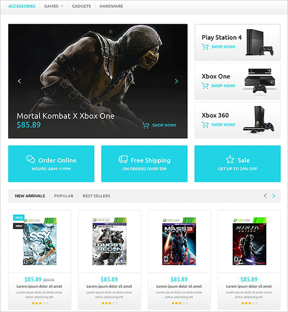 gaming store bootstrap theme