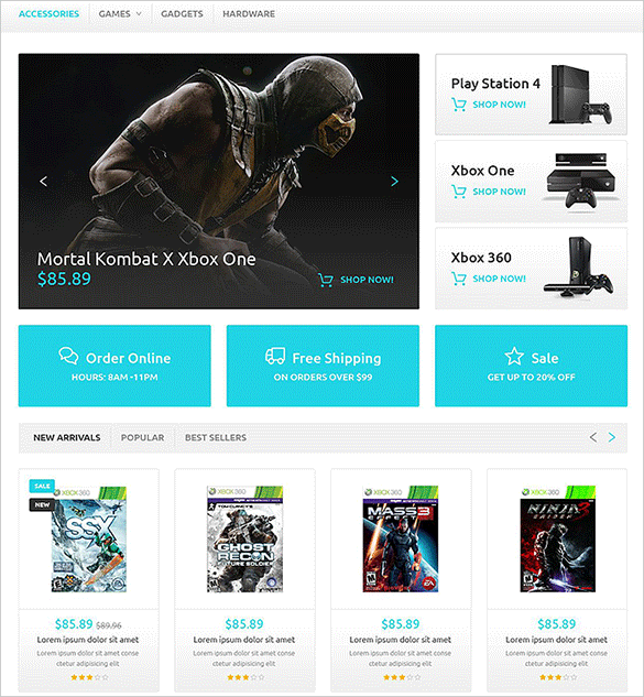 Game Store Website Templates