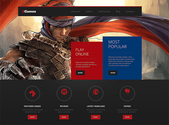 responsive gaming bootstrap theme