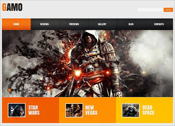 simple responsive gaming bootstrap template