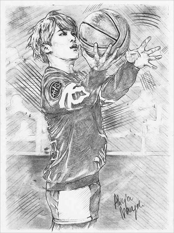 outstanding free basketball drawing download
