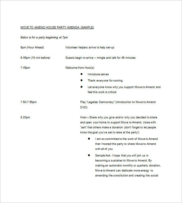 10+ Party Agenda Templates – Free Downloadable Samples, Examples and ...