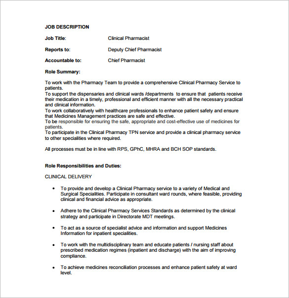 Pharmacist Job Description Template 10+ Free Word, PDF Format Download!