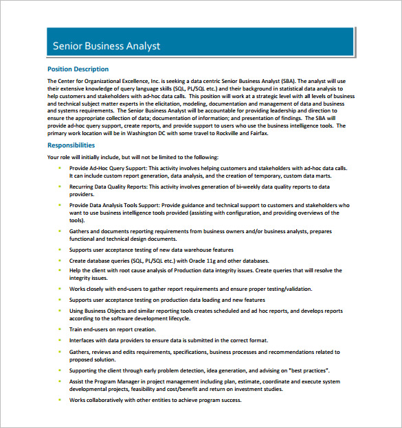 Data Analyst Job Description Template - 9+ Free Word, PDF 