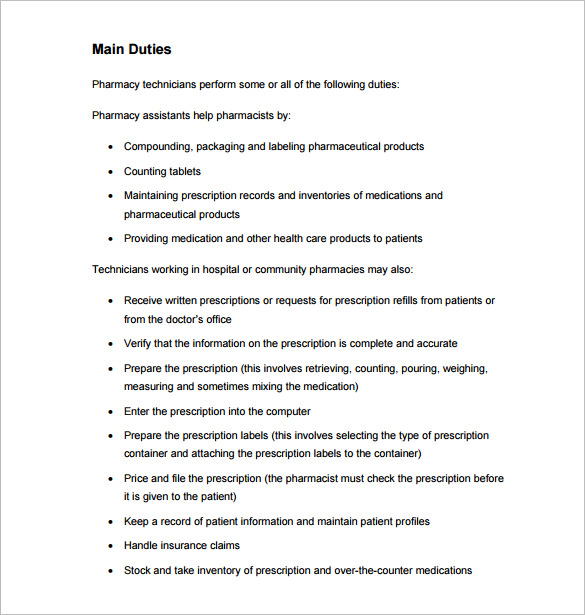 free pharmacy lab technician job description pdf template