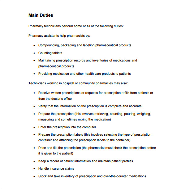 9+ Pharmacy Technician Job Description Templates Free Sample, Example, Format Download!