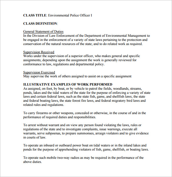 Police Officer Job Description Template 8+ Free Word, PDF Format