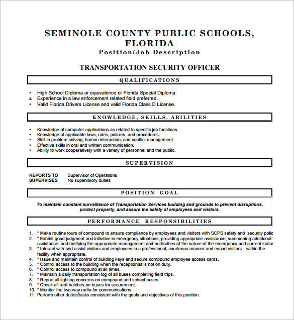 13+ Security Officer Job Description Templates Free Sample, Example