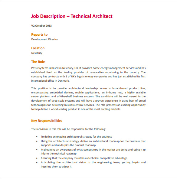 Architect Job Description Template 10+ Free Word, PDF Format Download!