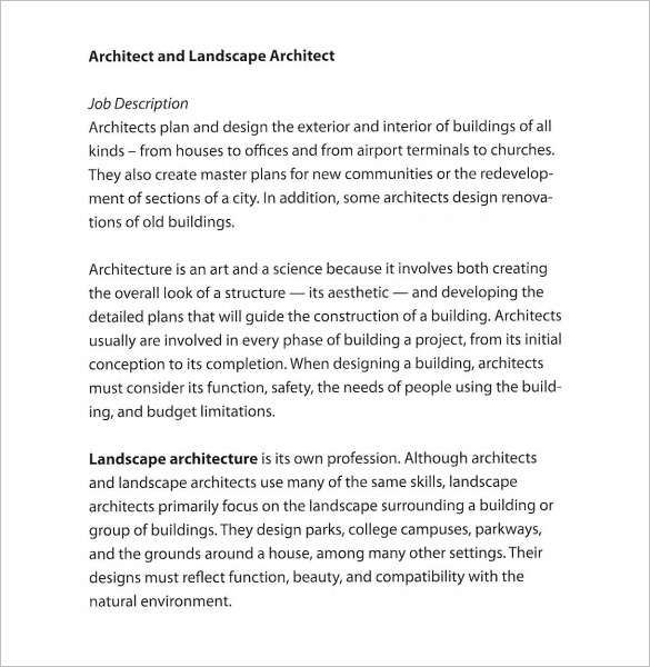 Architect Job Description Template 10+ Free Word, PDF Format Download!