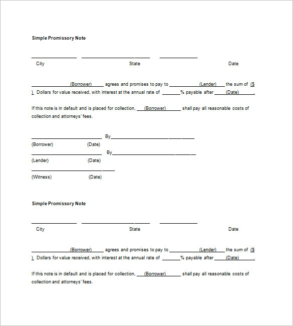 Blank Promissory Note Template 12 Free Word Excel PDF