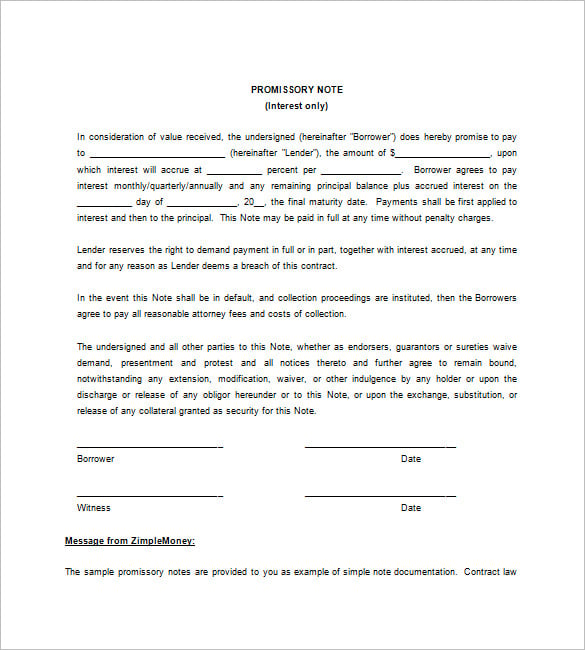 7 Blank Promissory Note Free Sample Example Format Download 