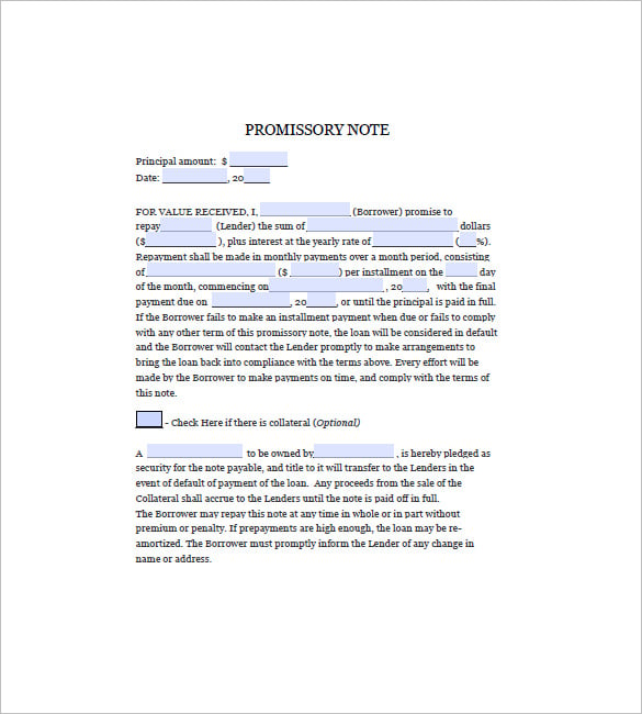 blank promissory note pdf