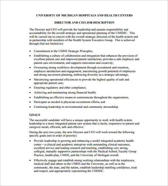 CEO Job Description Template 7 Free Word PDF Format Download 