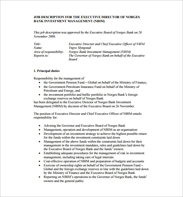 CEO Job Description Template 7+ Free Word, PDF Format Download!