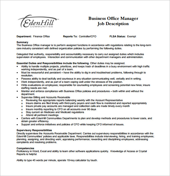 Office Manager Job Description For Business Free PDF Download ?width=320