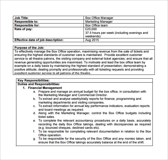 Office Manager Job Description Template 9+ Free Word, PDF Format