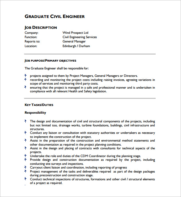 graduate civil engineer job description pdf free template