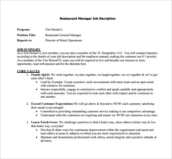General Manager Job Description Template 9+ Free Word, PDF Format