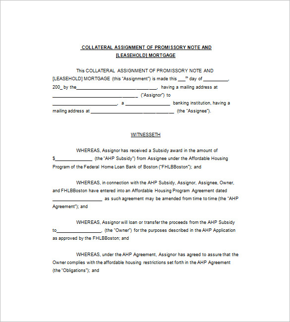 Free Promissory Note With Collateral Template Printable Templates