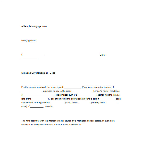 mortgage promissory note template