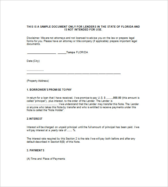 mortgage promissory note form