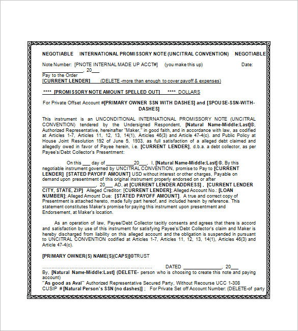 Negotiable Promissory Note 8+ Free Word, Excel, PDF Format Download