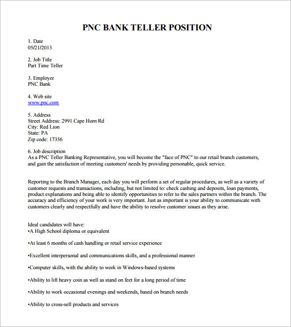 Bank Teller Job Description Template 6+ Free Word, PDF Format Download!